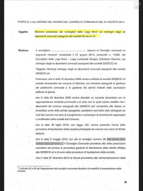 Passiamo al punto 2: mozione per reintegro ex dipendenti geseco (lega e forza italia) #opendalmine http://t.co/vYps3C3NWv
